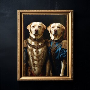 Royal Labradors | Renaissance Painting. Home decor gift. Animal Painting. Dog Portrait. Art print and poster. Pet Lovers. Pet Royal Portrait