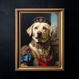 Baron Labrador | Renaissance Painting. Home decor gift. Animal Painting. Dog Portrait. Art print and poster. Dog Lovers. Dog Royal Portrait