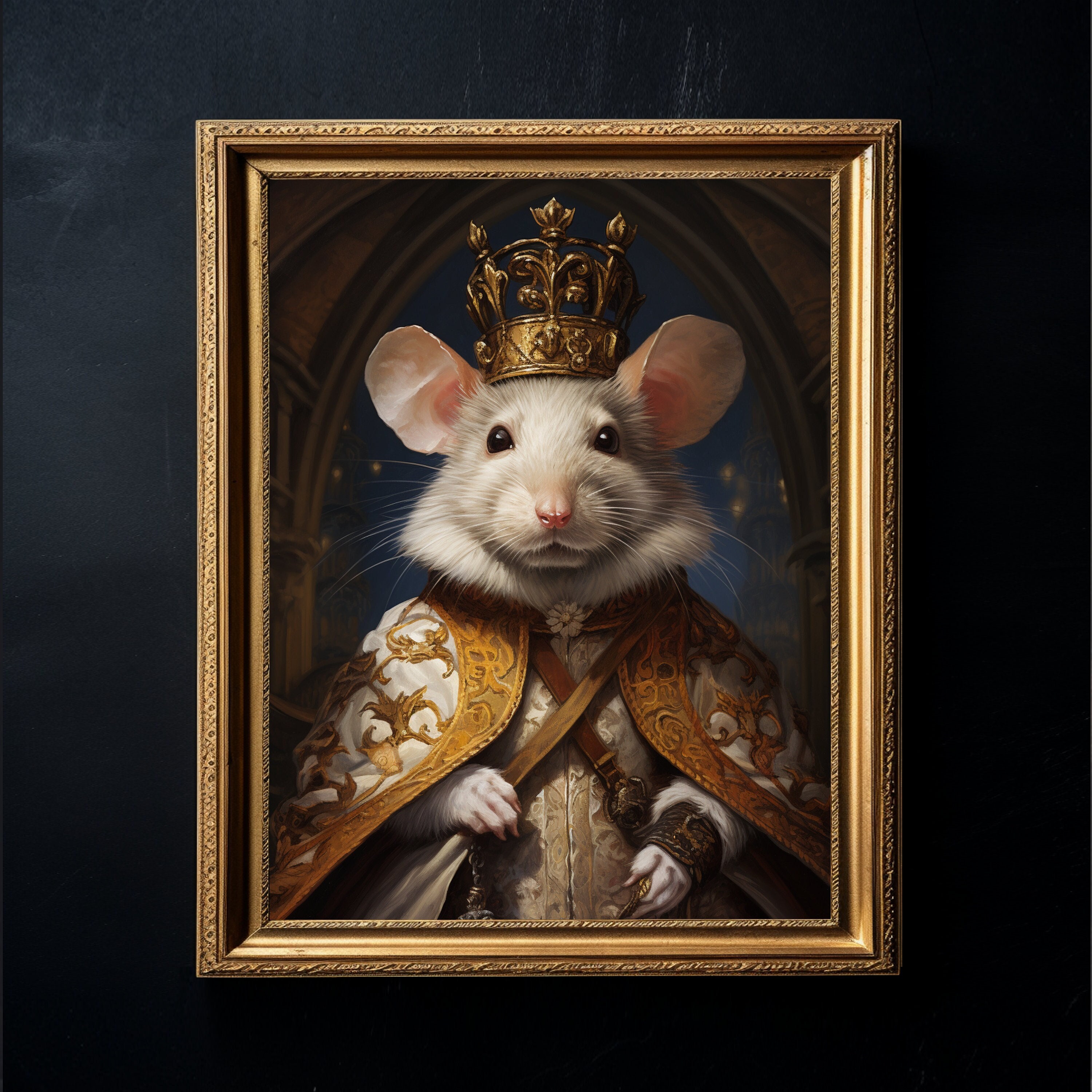 Premium Photo  Mouse or rat king with crown portrait fantasy photomontage