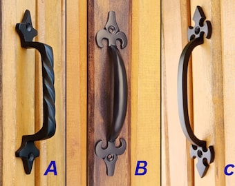 Rustic Cast Iron Pull Handles - Matte Black