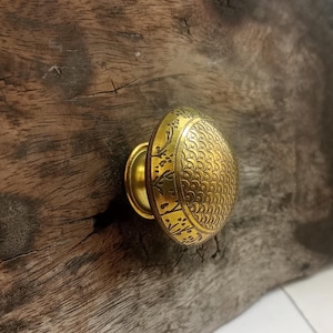 Runder Schrankknopf aus poliertem Messing, strukturierter Schubladenknauf mit Muschelprägung