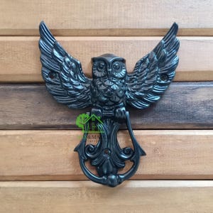 Cast Iron Owl Door Knocker: Art Nouveau Style, 8 Inch