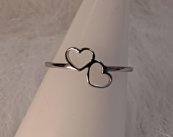 Keepsake Cremation Double Heart Memorial Ring Band Jewelry