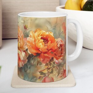 Vintage Peony Mug Elegant Floral Design Gift for a Birthday Anniversary gift Mother&#39;s Day What to give to Aunt Pink Peonies art Peony Lover