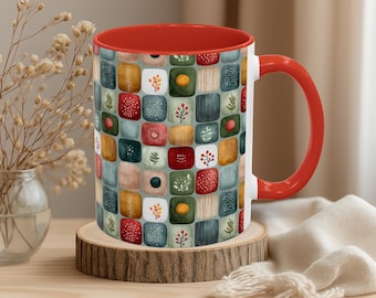 Boho Kaffeetasse: Folk Art Floral Keramik Tasse - Cottagecore Kitchen