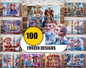 100 Frozen Bundle Tumbler Wrap 20oz Skinny Sublimation Bundle Tumbler PNG, Elsa &Anna Tumbler Digital Download Bundle Tumbler Frozen designs