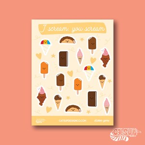 Stickers mignons planificateur Feuille d'autocollants pour crème glacée Stickers en vinyle Stickers pour ordinateur portable Stickers pour téléphone Stickers Kawaii Stickers étanches Papeterie