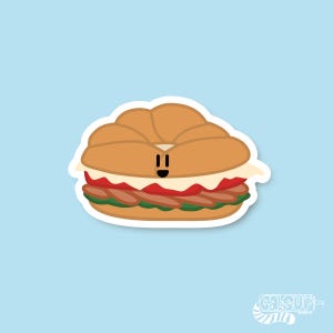 Cute stickers Croissant Sandwich Hand Drawn Sticker Vinyl stickers Laptop sticker Phone stickers Kawaii stickers Waterproof stickers