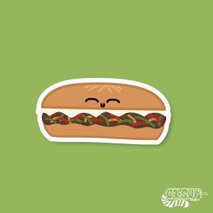 Süße Aufkleber Philly Cheesesteak Whiz Handgezeichnete Aufkleber Vinyl-Aufkleber Laptop Aufkleber Telefon Aufkleber Kawaii Aufkleber Wasserdichter Aufkleber