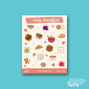 Planificateur d'autocollants mignons, feuille d'autocollants pour petit-déjeuner, autocollants en vinyle pour ordinateur portable, autocollant pour téléphone, autocollants kawaii, autocollant étanche pour papeterie