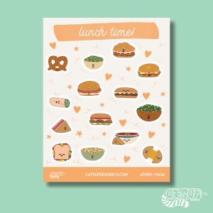 Planificateur d'autocollants mignons, feuille d'autocollants pour les aliments du midi, autocollants en vinyle, autocollant pour ordinateur portable, autocollants pour téléphone, autocollants kawaii, autocollants imperméables, papeterie
