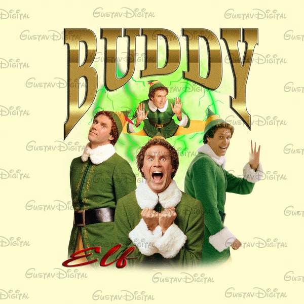 Buddy Elf Digital, Vintage Digital, Buddy Elf Inspired Christmas Movie Digital, Buddy The Elf Vintage Digital, Christmas Movie PNG, Quality