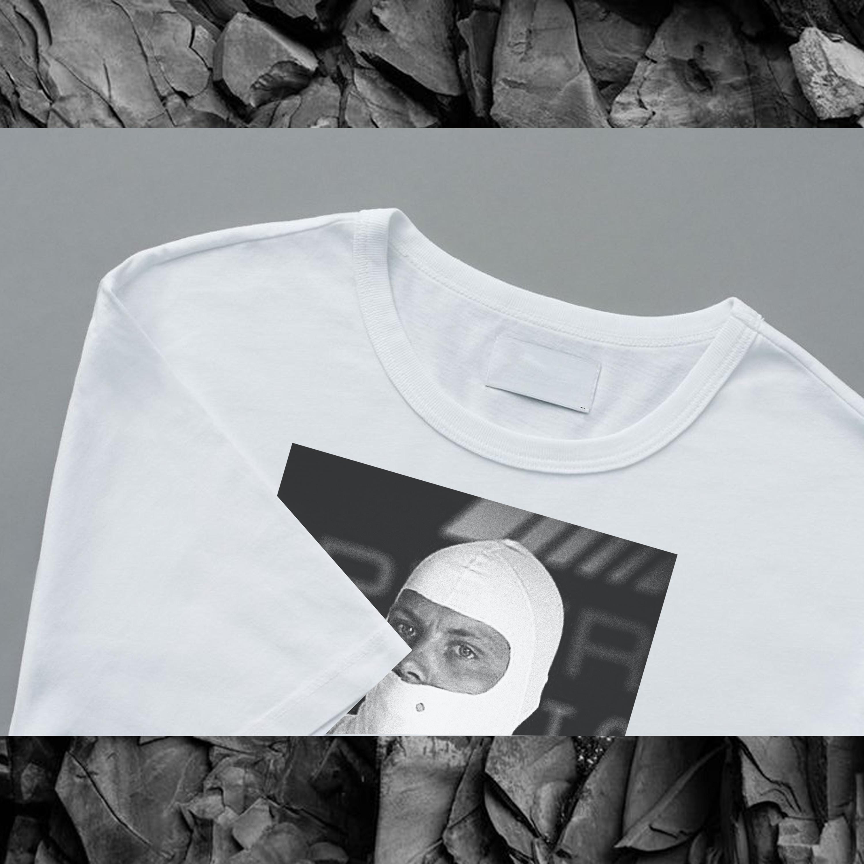 Masked Valterri Bottas F1 Tshirt| Retro Racing Halloween Graphic Tee Inspired by Formula One and Mercedes F1 Team. Perfect Halloween Gift