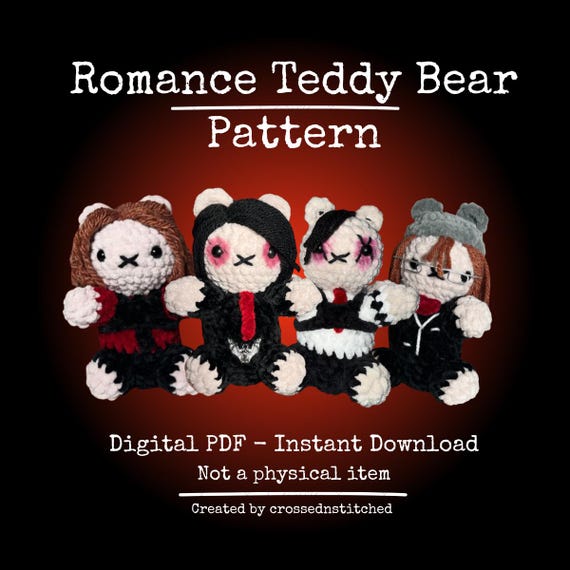 Romance Crochet Teddy Bear Pattern: Amigurumi PDF (Digital Download)