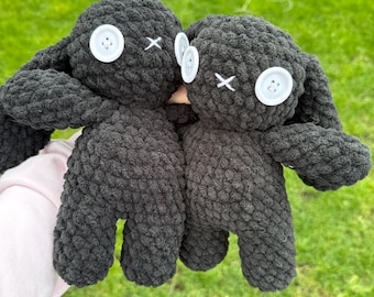 Button Eyed Crochet Bunny Plush | Handmade Stuffed Animal Toy
