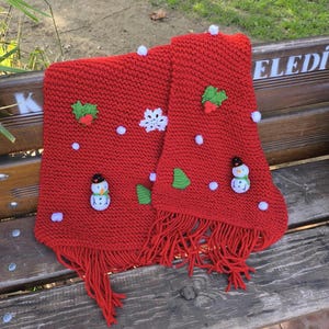 Handmade Christmas Scarf/Knit Holiday Scarf/Winter Hand Knit Scarf/Christmas Gift/Unique Gift/Handmade Fall Clothing/Wool Scarf/Knit Scarf