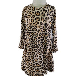 Leopard Print Long-Sleeved Dress, Size 3T/4T
