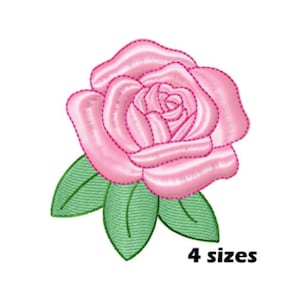 Pink Rose Embroidery Designs, Instant Download - 4 Sizes