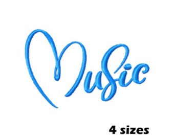 Music Heart Embroidery Design, Instant Download - 4 Sizes