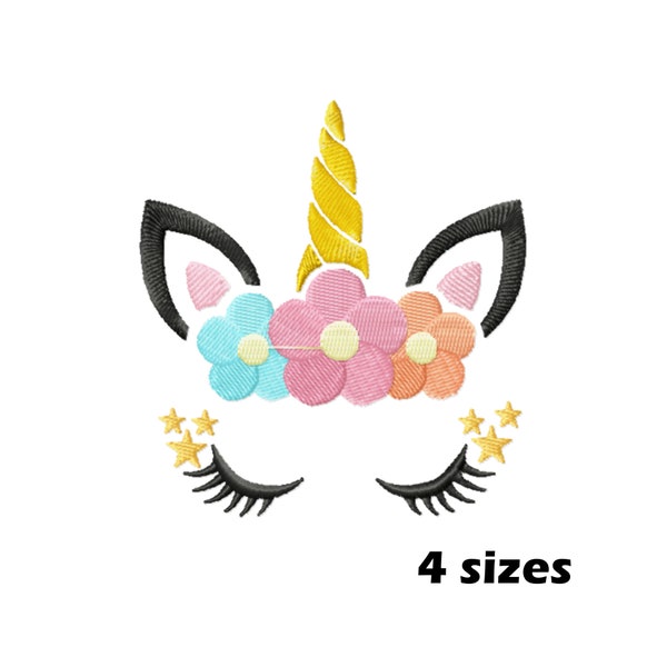 Unicorn Face Embroidery Designs, Instant Download - 4 Sizes