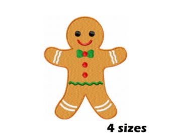 Gingerbread Man-borduurontwerp, kerstsfeer, ontwerp feestelijke gejuich, kruidenbroodborduurwerk, machineborduurbestand, Instant Download