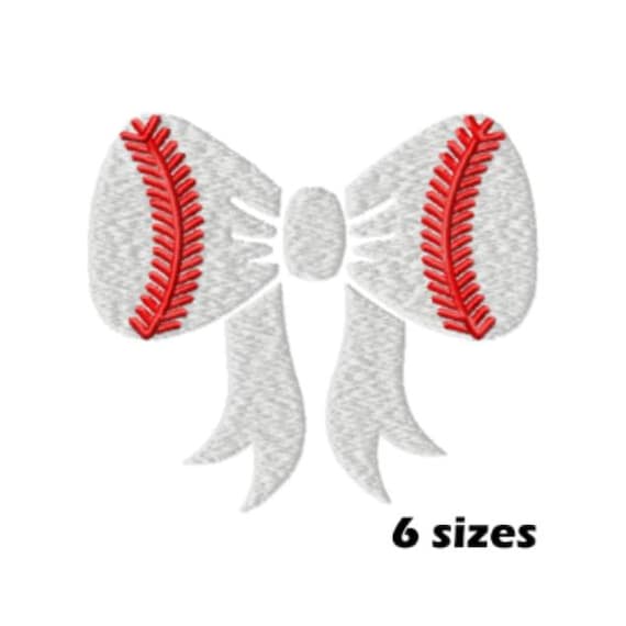Baseball Bow Machine Embroidery Design, Sports Hair Bow, Instant Download