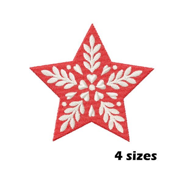 Christmas Star Embroidery Designs, Instant Download - 4 Sizes