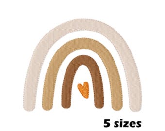 Boho Rainbow Embroidery Designs, Instant Download - 5 Sizes