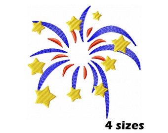 Firework Embroidery Designs, Instant Download - 4 Sizes
