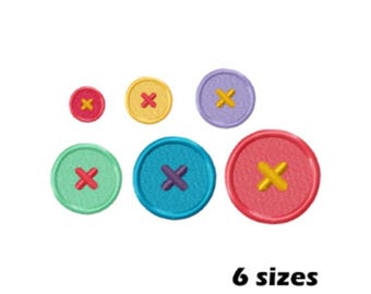 Mini Button Embroidery Designs, Instant Download - 6 Sizes