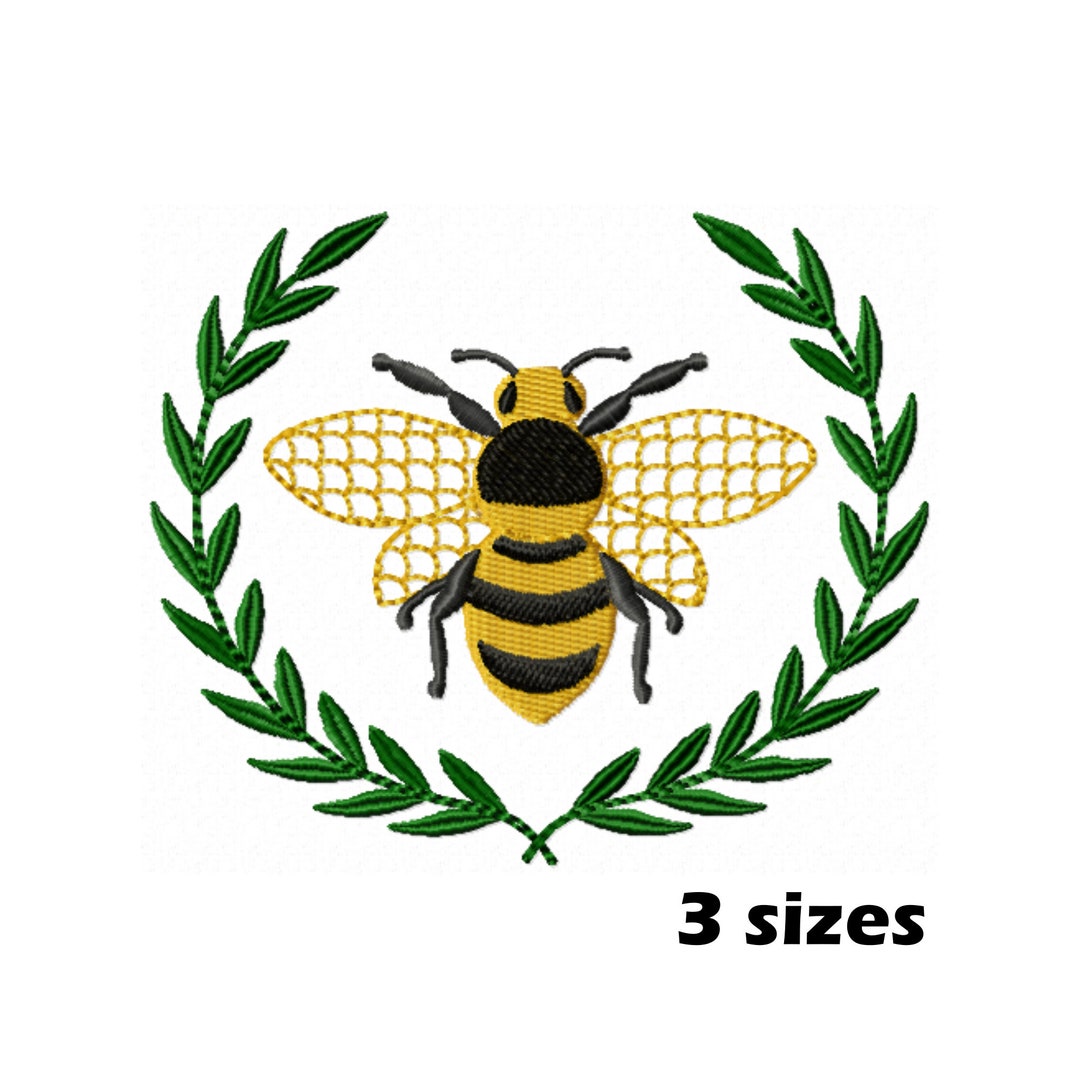 Laurel Honey Bee Embroidery Designs, Instant Download 3 Sizes Etsy