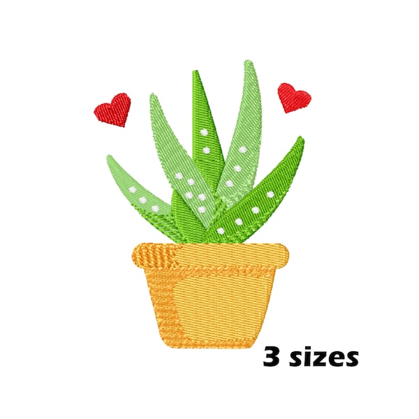 Aloe Vera Plant Embroidery Designs, Instant Download - 3 Sizes