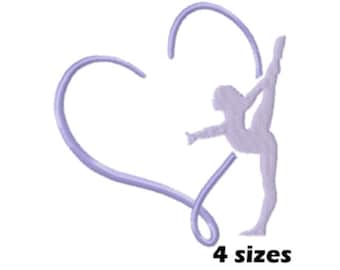 Gymnast Girl with Heart Embroidery Designs, Instant Download - 4 Sizes