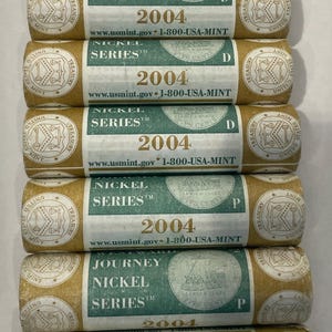 US Mint Rolls of Westward Journey Nickels uncirculated 5 cent coins, commemorating the Lewis and Clark expedition
