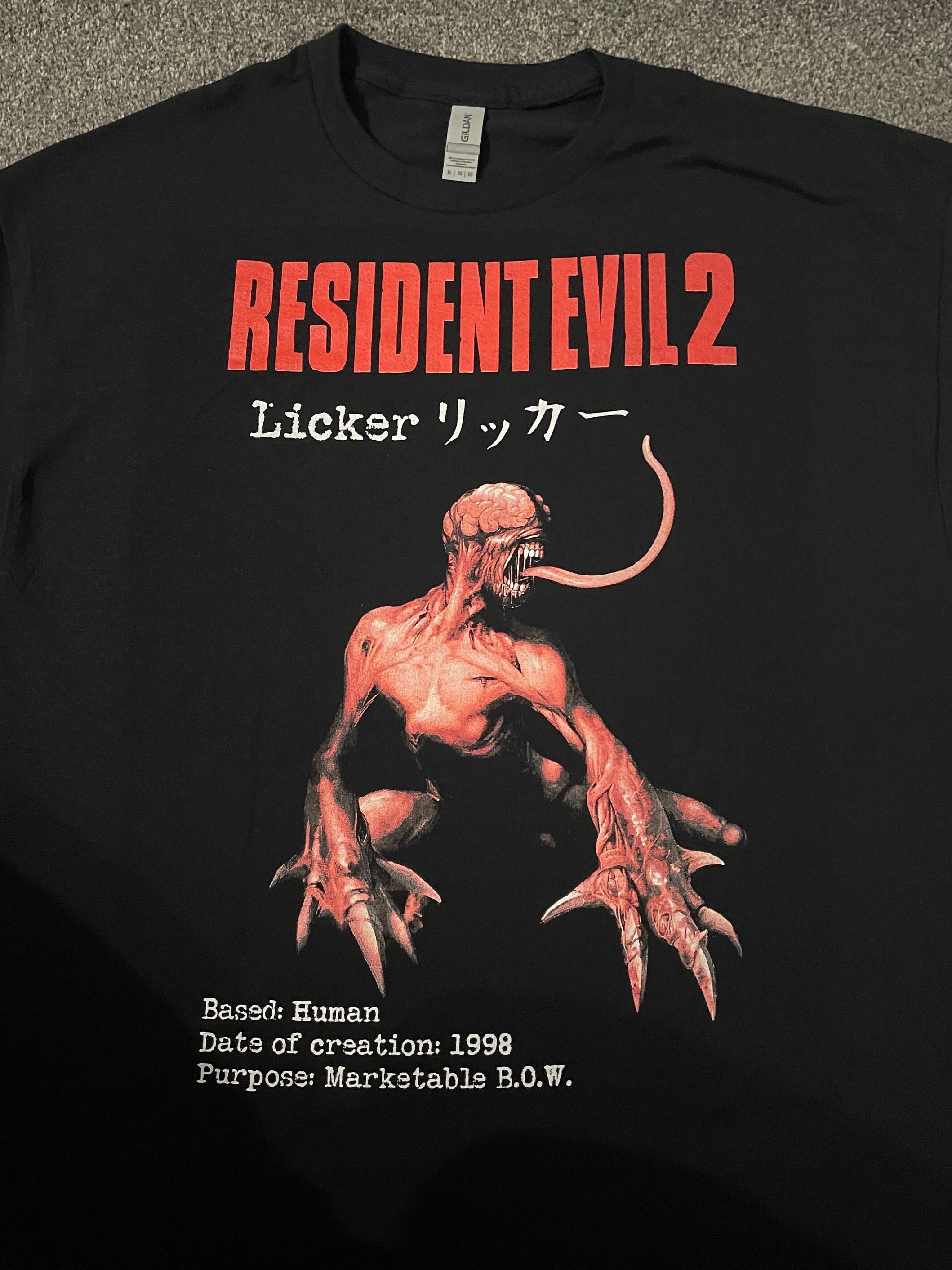 Resident Evil 2 - Licker T Shirt - Various Sizes Survival Horror PlayStation PS1 Zombie
