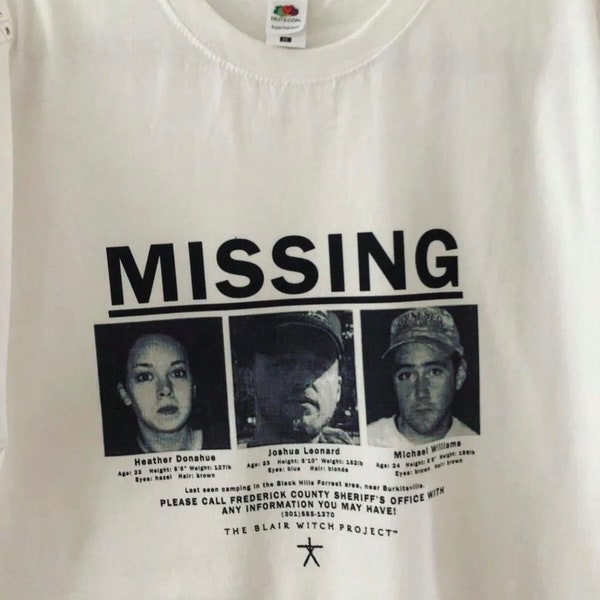 Blair Witch Project MISSING T Shirt White Variant - Various Sizes - Horror Movie