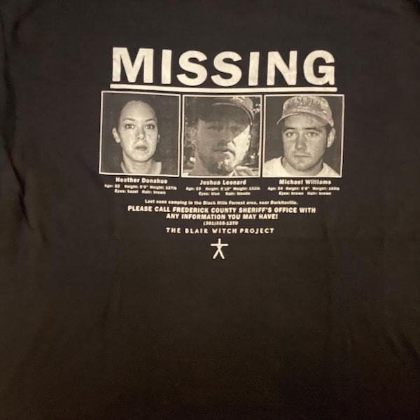 Blair Witch Project MISSING T Shirt Black Variant - Various Sizes - Horror Movie