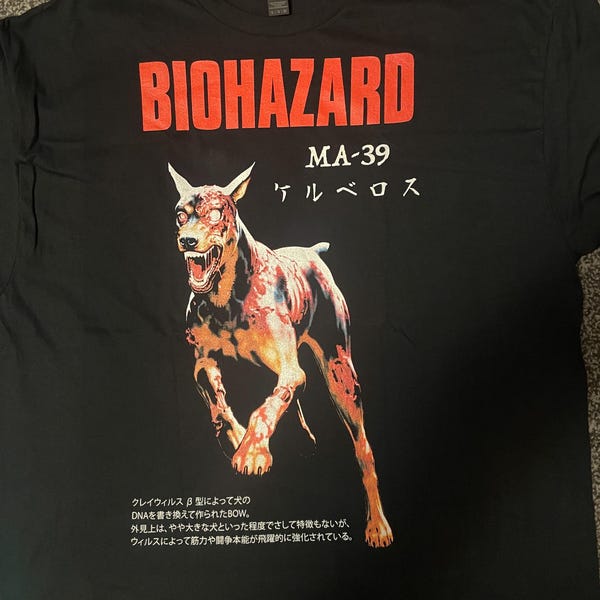 Resident Evil - Cerberus BIOHAZARD vers Zombie Dog T Shirt - Various Sizes Survival Horror PlayStation PS1