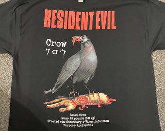 Resident Evil 2 - Crow T Shirt - Various Sizes Survival Horror PlayStation PS1 Zombie