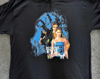 Camiseta Resident Evil 3 Nemesis Jill & Carlos - Vários Tamanhos - Survival Horror - PlayStation PS1