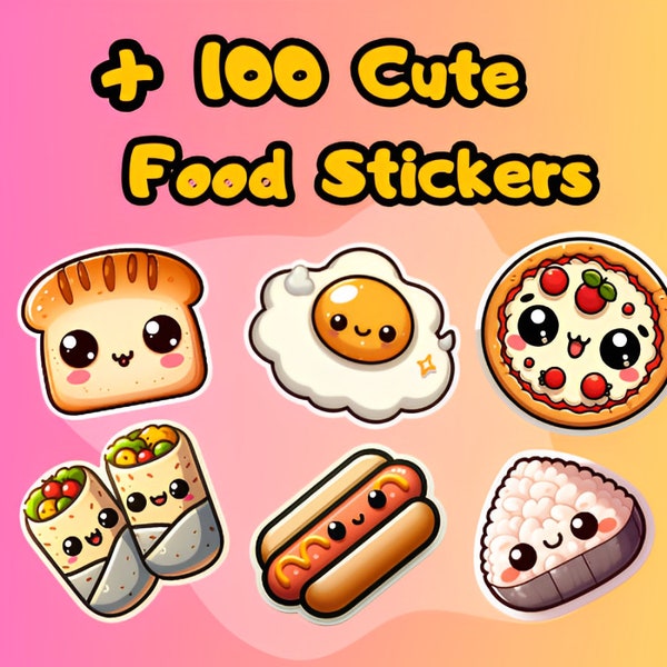 More than 100 printable cute Worldwide food stickers, kawaii food stickers, pizza stickers, burger stickers, sushi stickers, nachos stickers