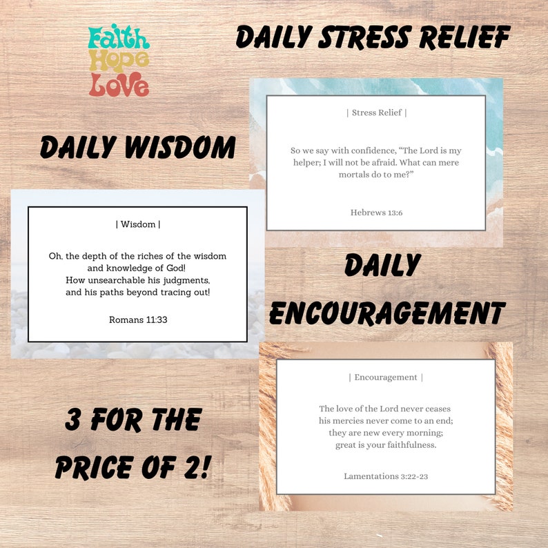 30-pack of Bible Verse Cards for Stress Relief, Wisdom, and Encouragement - Printable Bible ...