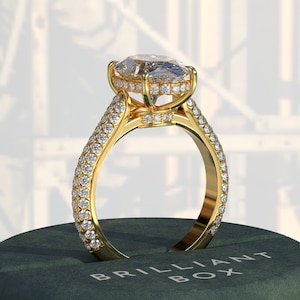 3 Carat Oval Cut Lab Grown Diamond Engagement Ring Oval Cut Lab Diamond hidden Halo Engagement Ring Pave Setting Ring IGI certified Ring