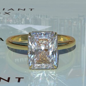 3 CT Radiant Cut lab Diamond Engagement Ring Radiant Cut Hidden halo Ring Certified Diamond Wedding Ring Anniversary Gift Lab Grown Diamond