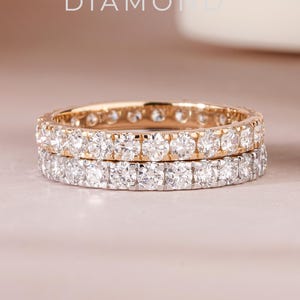 2.50 MM Diamond Wedding Band 10K 14K 18K Solid Gold Stacking Ring Half Eternity Ring Lab Grown Diamond Ring Anniversary Stack Ring for Women