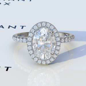 2 Carat Oval Cut Halo Lab Grown Diamond Engagement Ring- 18K Solid Gold Wedding Ring Oval cut Lab Diamond Halo Engagement Ring Promise Ring
