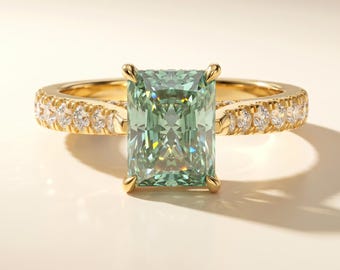 Custom Order: Johan Moolman - 2 Carat Green Radiant Cut Moissanite Diamond