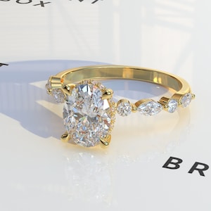 2 Carat Oval Cut Lab Grown Diamond Engagement Ring Unique Minimalist Wedding Ring Promise Ring 14K Oval lab Diamond Ring Anniversary Gift