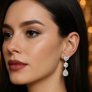 Herz, Birne, ovale Labor gewachsene Diamant-Ohrringe, festes Gold baumeln Tropfen-Schrauben zurück Ohrringe für Frauen, lange Ohrringe, Party tragen Tropfen Ohrringe