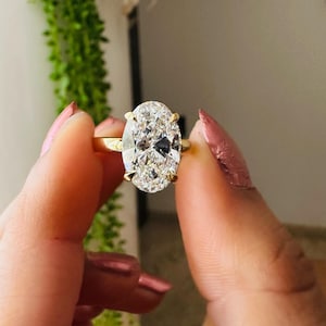 3 Carat Oval Cut Lab Diamond Ring Halo Engagement Ring Oval Lab Grown Diamond Ring Oval Diamond Solitaire Ring Oval Wedding Ring IGI Certi